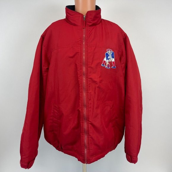 New England Patriots Embroidered Retro Logo Jacket NFL Football Red Size XL - Picture 2 of 4